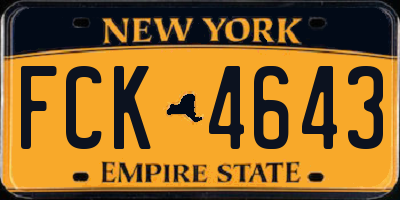 NY license plate FCK4643