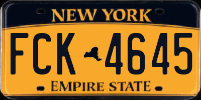 NY license plate FCK4645