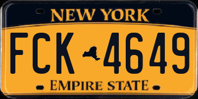 NY license plate FCK4649