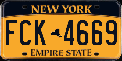 NY license plate FCK4669