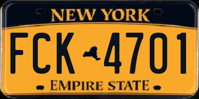 NY license plate FCK4701