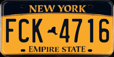NY license plate FCK4716
