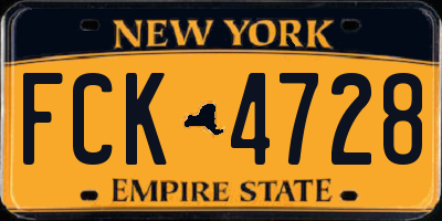 NY license plate FCK4728