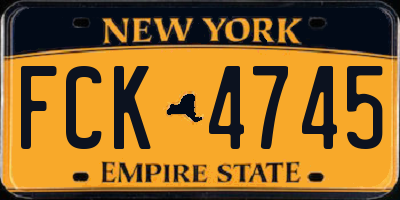 NY license plate FCK4745