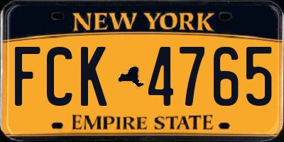 NY license plate FCK4765