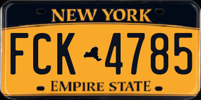 NY license plate FCK4785