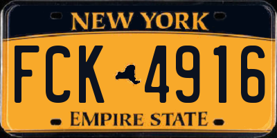 NY license plate FCK4916