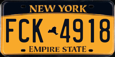NY license plate FCK4918