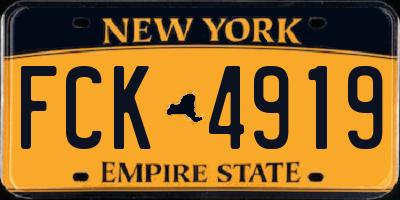 NY license plate FCK4919