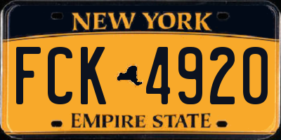 NY license plate FCK4920