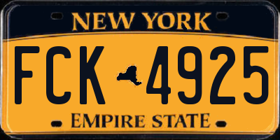 NY license plate FCK4925