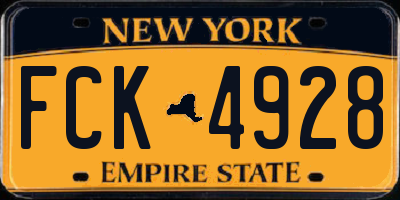 NY license plate FCK4928