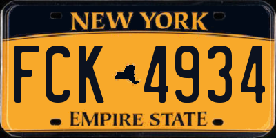 NY license plate FCK4934