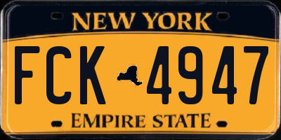 NY license plate FCK4947