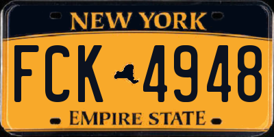NY license plate FCK4948