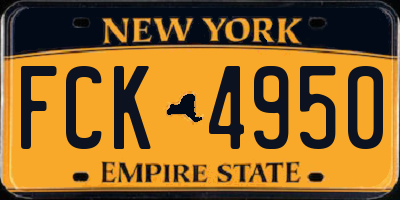 NY license plate FCK4950