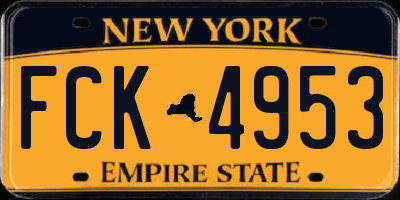 NY license plate FCK4953