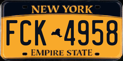 NY license plate FCK4958