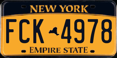 NY license plate FCK4978