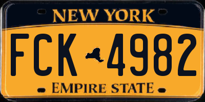 NY license plate FCK4982