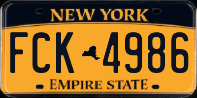 NY license plate FCK4986