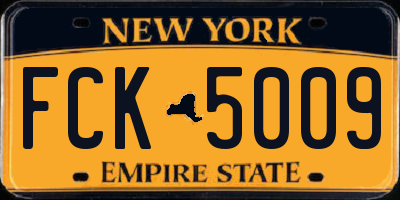 NY license plate FCK5009