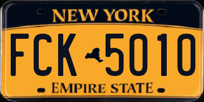 NY license plate FCK5010