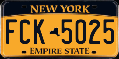 NY license plate FCK5025