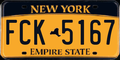 NY license plate FCK5167