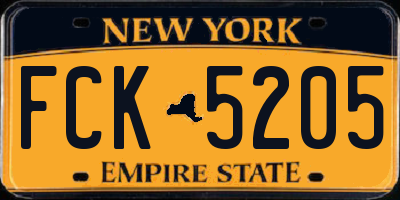 NY license plate FCK5205