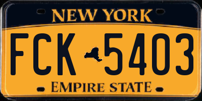 NY license plate FCK5403