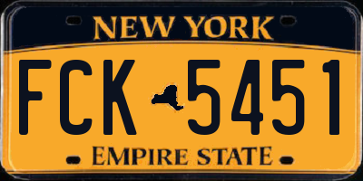 NY license plate FCK5451