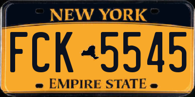 NY license plate FCK5545