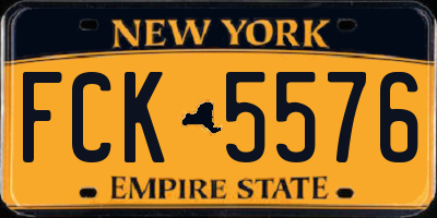 NY license plate FCK5576
