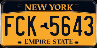 NY license plate FCK5643