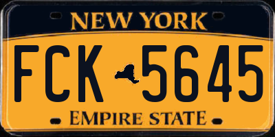 NY license plate FCK5645