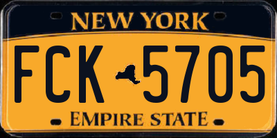 NY license plate FCK5705