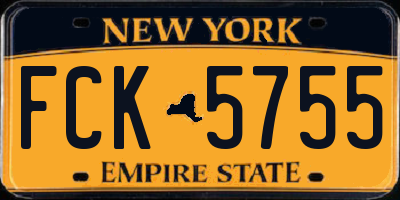 NY license plate FCK5755