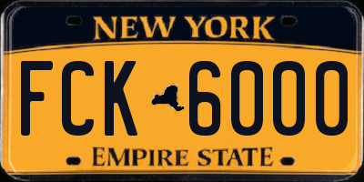 NY license plate FCK6000