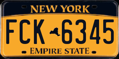 NY license plate FCK6345
