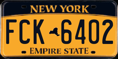 NY license plate FCK6402