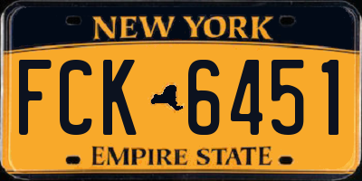 NY license plate FCK6451