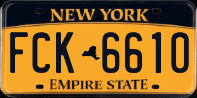 NY license plate FCK6610