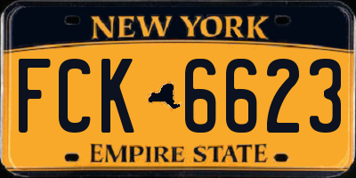 NY license plate FCK6623