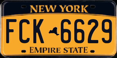 NY license plate FCK6629