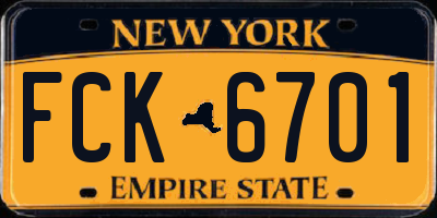 NY license plate FCK6701