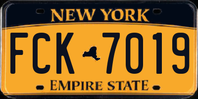 NY license plate FCK7019