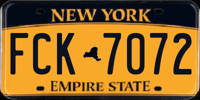 NY license plate FCK7072