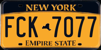 NY license plate FCK7077