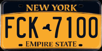 NY license plate FCK7100